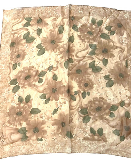 Oscar De Laurenta Floral flower Silk Chiffon Scarf