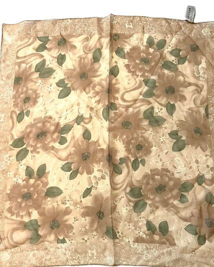 Oscar De Laurenta Floral flower Silk Chiffon Scarf