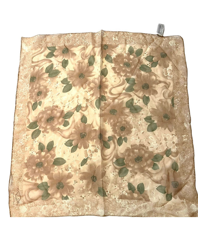 Oscar De Laurenta Floral flower Silk Chiffon Scarf