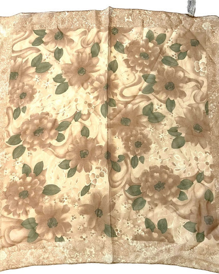 Oscar De Laurenta Floral flower Silk Chiffon Scarf