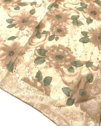 Oscar De Laurenta Floral flower Silk Chiffon Scarf