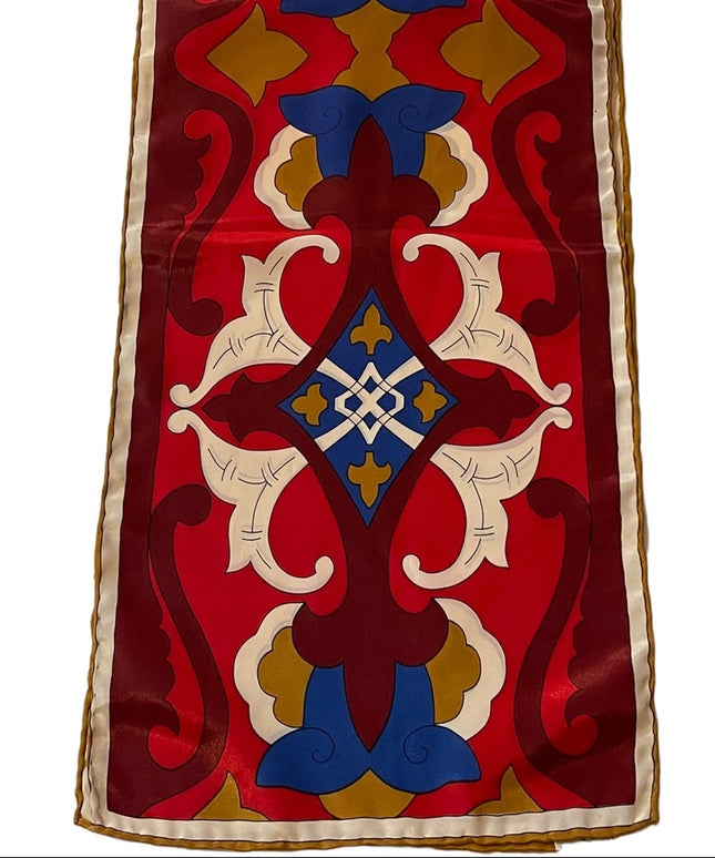 Vera Vintage Groovy funky polyester scarf red blue cream