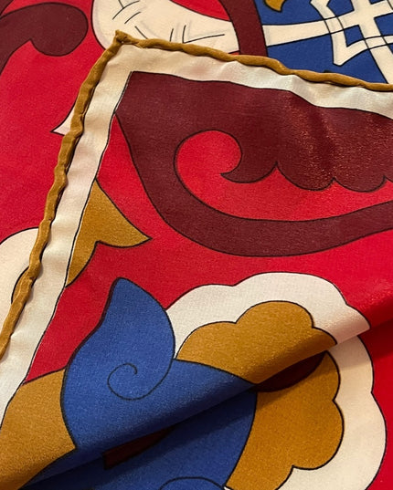 Vera Vintage Groovy funky polyester scarf red blue cream