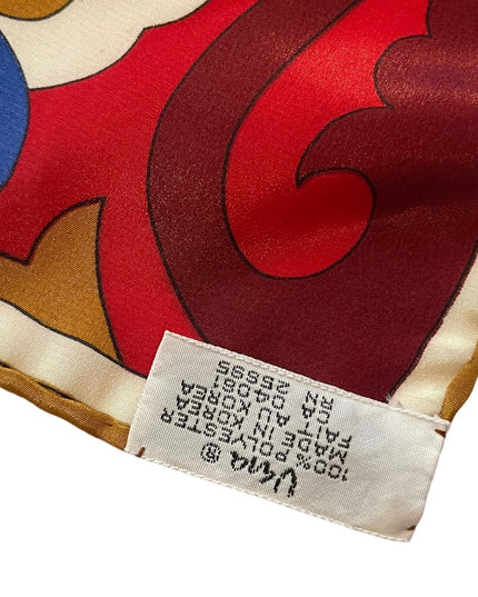 Vera Vintage Groovy funky polyester scarf red blue cream