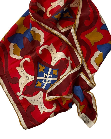 Vera Vintage Groovy funky polyester scarf red blue cream