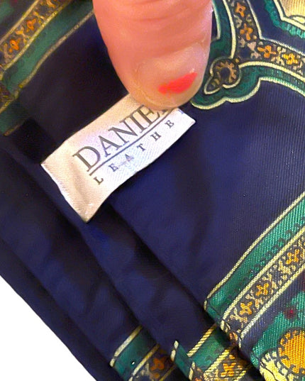 Vintage 1980s Danier poly scarf ropes chains gold green