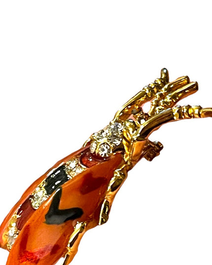 Vintage enameled insect Bug bee rhinestone crystal jeweled brooch gold finish