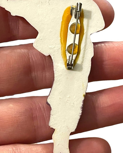 Vintage Fashion lady resin brooch hand painted