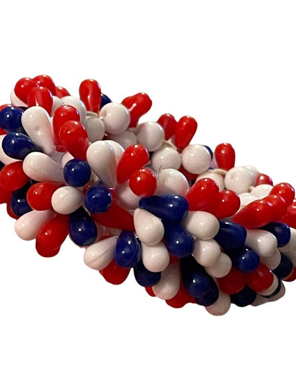 Vintage Mid Century red white blue Nautical Patriotic stretchy cha cha bracelet