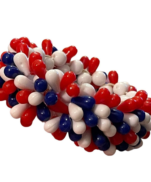 Vintage Mid Century red white blue Nautical Patriotic stretchy cha cha bracelet