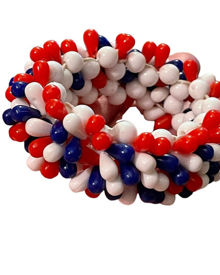 Vintage Mid Century red white blue Nautical Patriotic stretchy cha cha bracelet