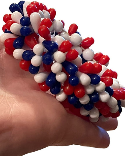 Vintage Mid Century red white blue Nautical Patriotic stretchy cha cha bracelet