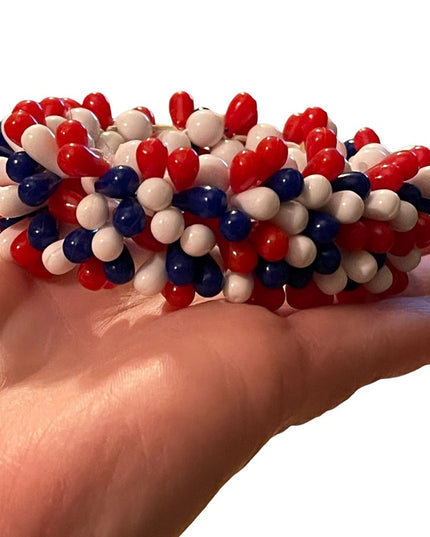 Vintage Mid Century red white blue Nautical Patriotic stretchy cha cha bracelet