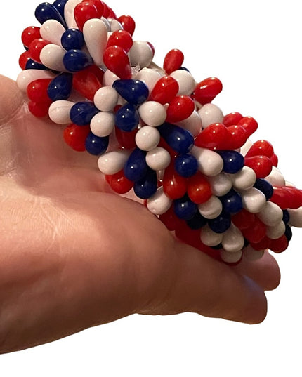 Vintage Mid Century red white blue Nautical Patriotic stretchy cha cha bracelet