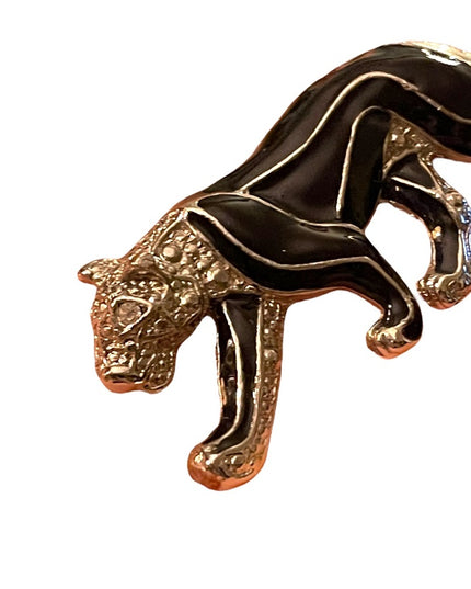 Black Panther silver finish rhinestone brooch LG