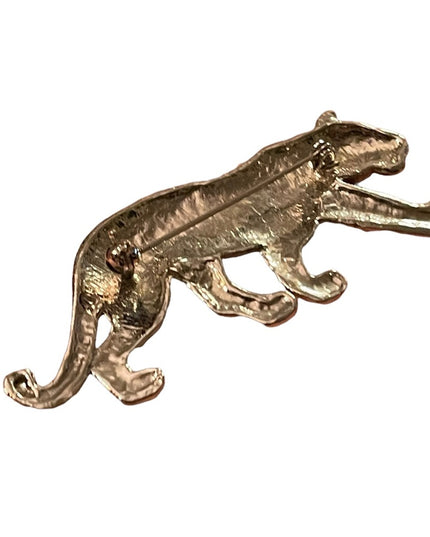 Black Panther silver finish rhinestone brooch LG