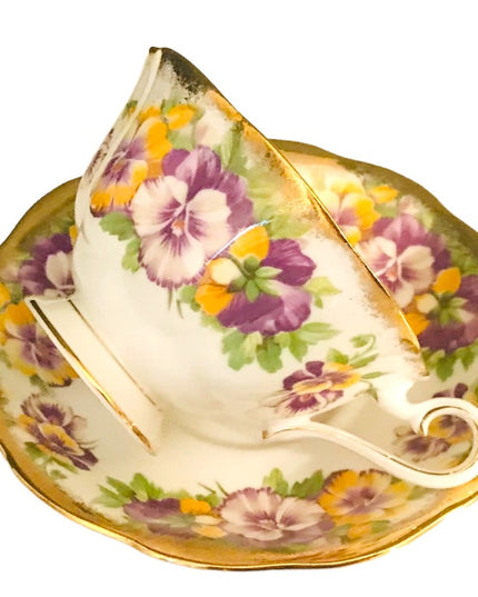 Vintage Pretty in Pink-Stunning Royal Albert Heavy
Gold Pansy Tea cup and Saucer
