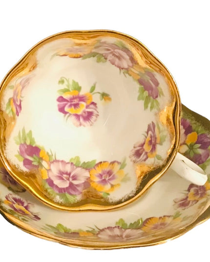 Vintage Pretty in Pink-Stunning Royal Albert Heavy
Gold Pansy Tea cup and Saucer