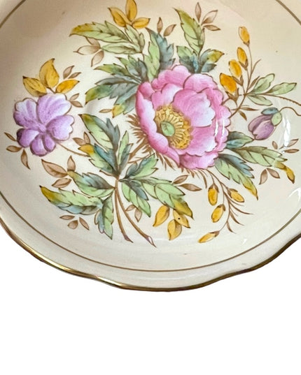 VINTAGE RARE FOLEY PINK PEACH WITH FLORAL ACCENT TEA CUP & SAUCER SET