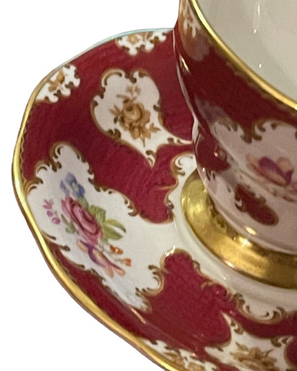Queen Anne Cup & Saucer “Lady Eleanor" Burgundy Rose Floral; Vintage Tea cup