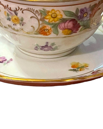 Schumann Bavaria Germany tea cup saucer Dresden Flower Pattern 1940s Germany