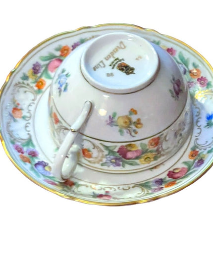Schumann Bavaria Germany tea cup saucer Dresden Flower Pattern 1940s Germany