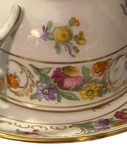Schumann Bavaria Germany tea cup saucer Dresden Flower Pattern 1940s Germany