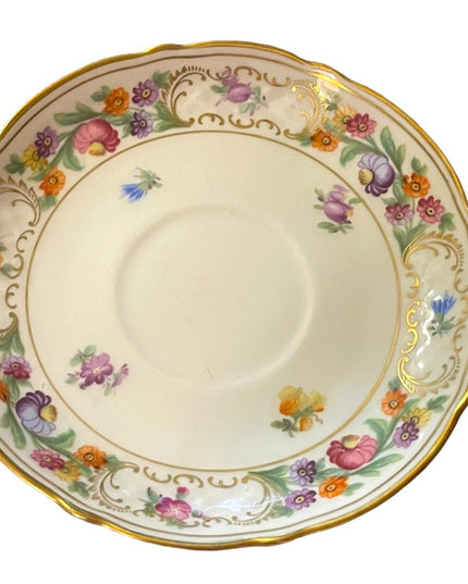 Schumann Bavaria Germany tea cup saucer Dresden Flower Pattern 1940s Germany