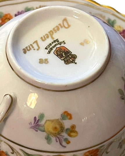 Schumann Bavaria Germany tea cup saucer Dresden Flower Pattern 1940s Germany