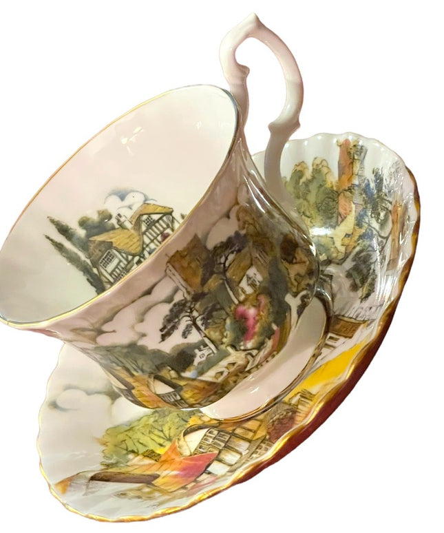 Royal Albert Tea cup Saucer Old English Village Tudor Cottage  England 1970s