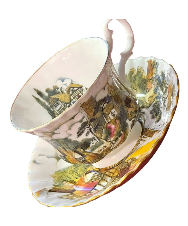 Royal Albert Tea cup Saucer Old English Village Tudor Cottage  England 1970s