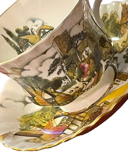 Royal Albert Tea cup Saucer Old English Village Tudor Cottage  England 1970s