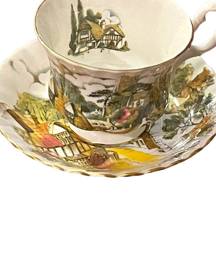 Royal Albert Tea cup Saucer Old English Village Tudor Cottage  England 1970s