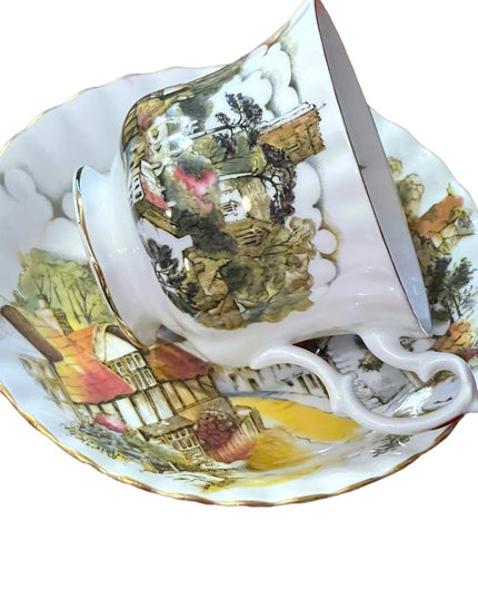 Royal Albert Tea cup Saucer Old English Village Tudor Cottage  England 1970s