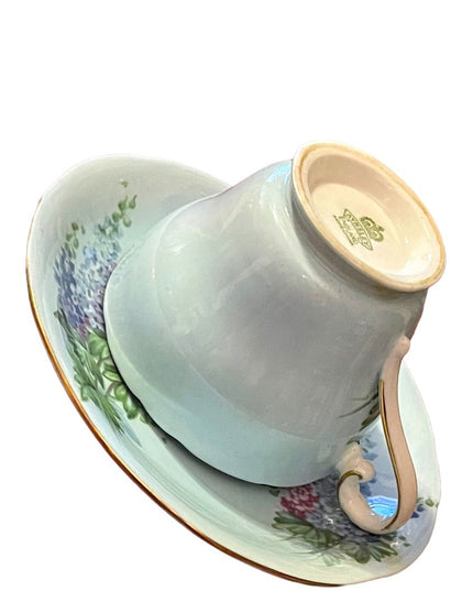Vintage pastel blue Aynsley Delphinium tea cup & saucer RARE bone China
