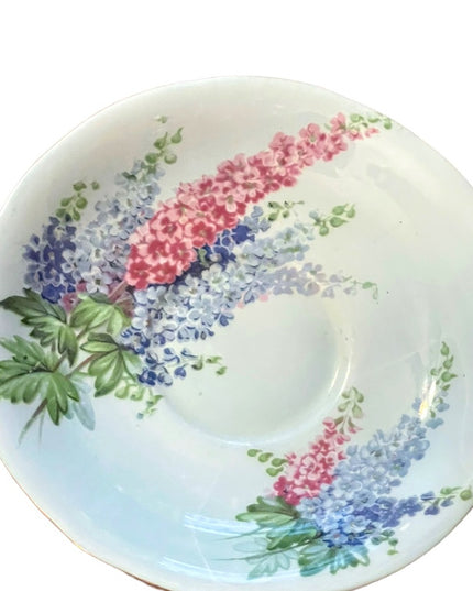 Vintage pastel blue Aynsley Delphinium tea cup & saucer RARE bone China