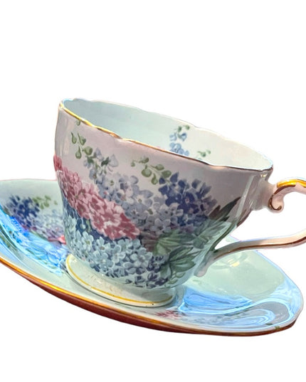 Vintage pastel blue Aynsley Delphinium tea cup & saucer RARE bone China