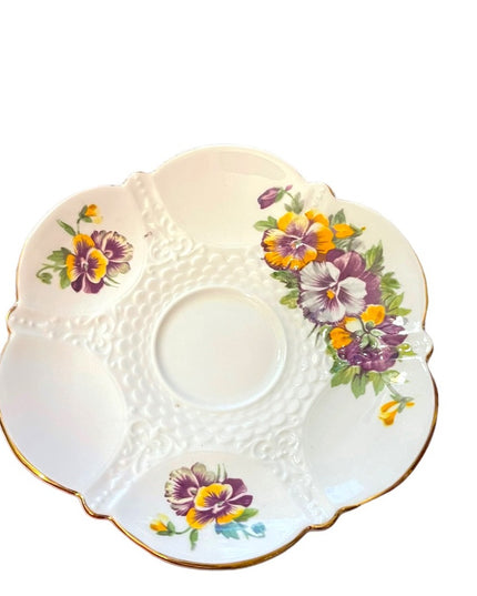 Aynsley English Tea cup  Saucer Pansy Pansies Teacup Collectible Vintage pastel