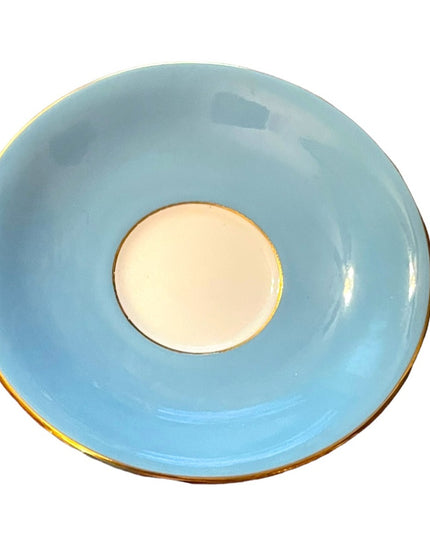 Vintage Aynsley English Bone China Tea cup saucer pastel blue floral print flowe