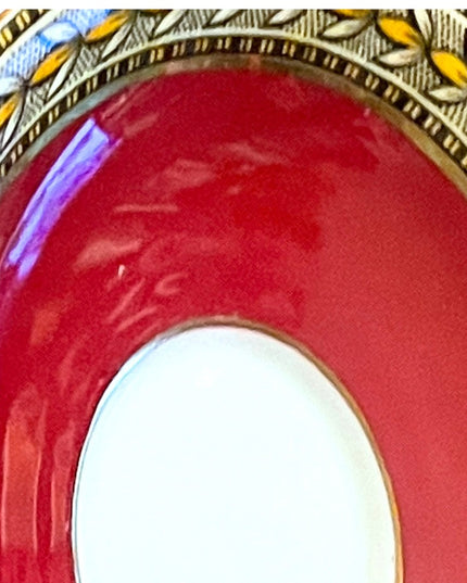 Vintage Aynsley Burgundy wheat & plaid print gold finish tea cup saucer china