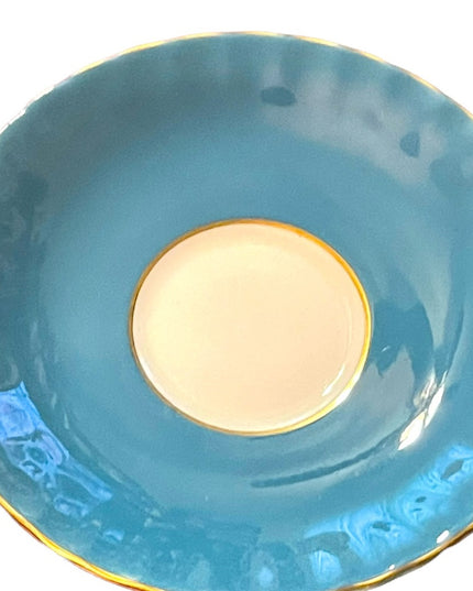 Vintage Blue Aynsley flowers floral bone china England Tea cup & Saucer