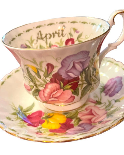 Royal Albert April Sweet Pea Tea cup  Saucer, Flower of the Month England