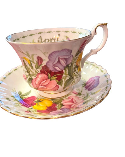 Royal Albert April Sweet Pea Tea cup  Saucer, Flower of the Month England