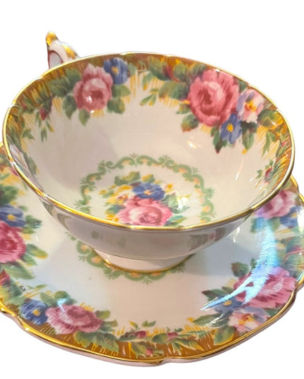 Tea Cup and Saucer, Vintage Paragon, TAPESTRY ROSE, Pink Cabbage Roses, English