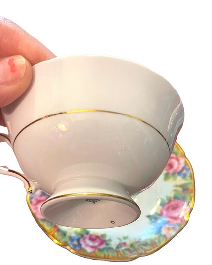Tea Cup and Saucer, Vintage Paragon, TAPESTRY ROSE, Pink Cabbage Roses, English