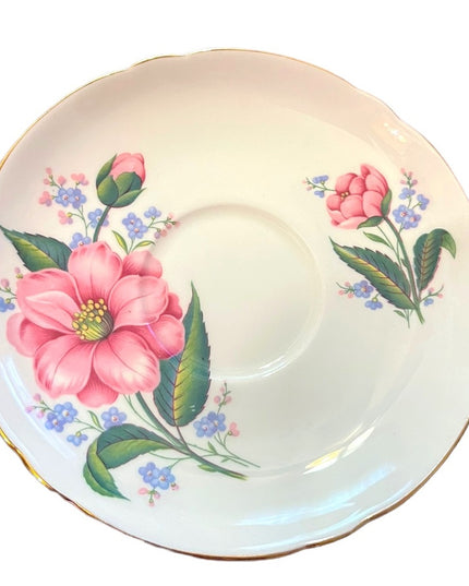 Vintage SHELLEY Tea cup and saucer Pink floral Bone China England flowe…