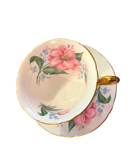 Vintage SHELLEY Tea cup and saucer Pink floral Bone China England flowe…
