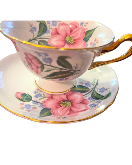 Vintage SHELLEY Tea cup and saucer Pink floral Bone China England flowe…