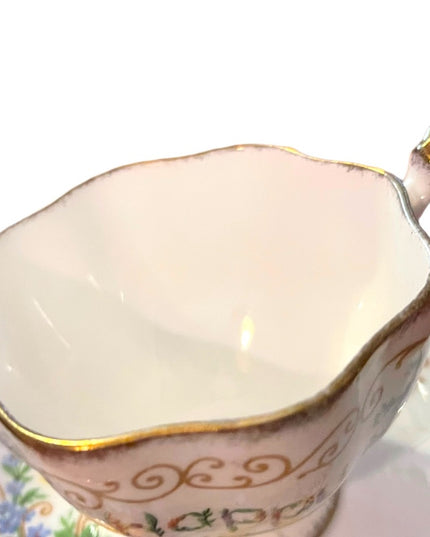 Vintage Queen Anne tea cup and saucer Happy Anniversary gift Bone china floral