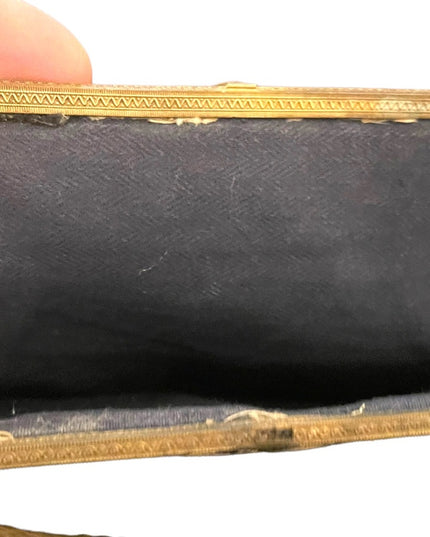 Antique Petite point Flowers Victorian ornate enameled purse blk onyx handmade